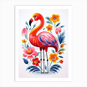 Scandinavian Bird Illustration Flamingo 1 Art Print