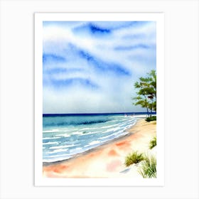 Tybee Island Beach, Georgia Watercolour Art Print