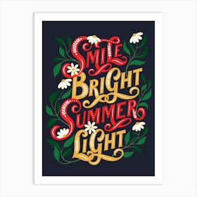 Smile Bright Summer Light Navy Art Print