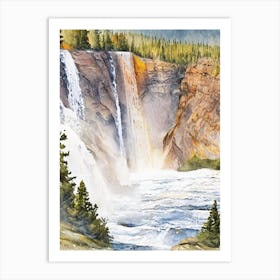 The Lower Falls Of The Yellowstone River, United States Water Colour  (2) Art Print