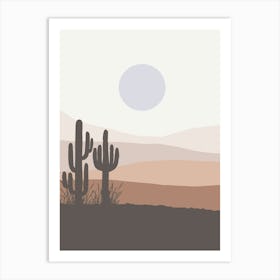 Cactus And Desert Landscape Art Print