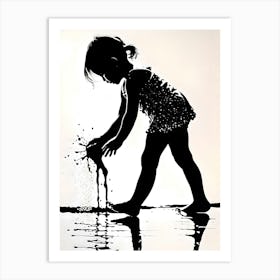 Little Girl Splashing A Water Bomb Art Print