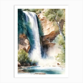 Calf Creek Waterfall, United States Water Colour (2) Art Print