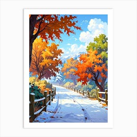 Autumn Road Background Art Print