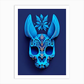 Animal Skull Blue Mexican Art Print