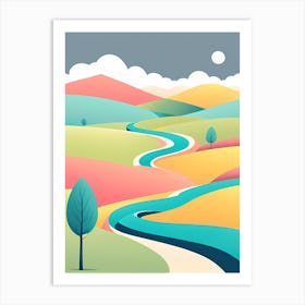 Landscape With A River VECTOR ART Art Print