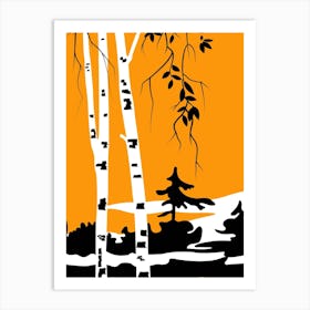 Birch Forest Landscape Nature Affiche