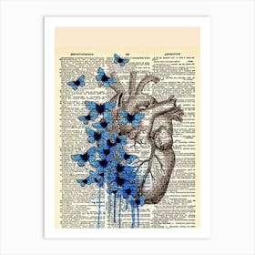 Heart With Butterflies On Dictionary Page Art Print