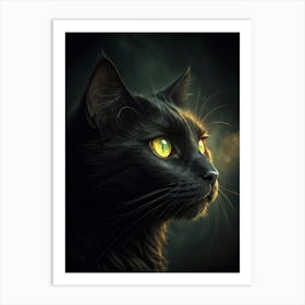 Black Cat With Yellow Eyes Affiche