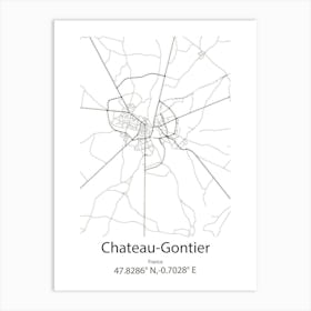 Chateau Gontier,France Minimalist Map Art Print