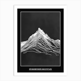 Stob Binnein Mountain Line Drawing 6 Poster Art Print