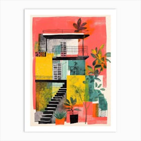 A House In Rio De Janeiro, Abstract Risograph Style 1 Art Print