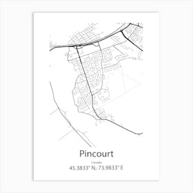 Pincourt,Canada Minimalist Map Art Print