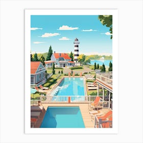 The Hamptons New York, Usa, Flat Illustration 2 Art Print