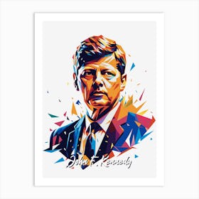 John F Kennedy Portrait WPAP Pop Art Art Print