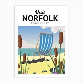 Norfolk Seaside vintage style travel poster Art Print