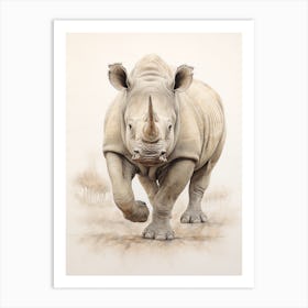 Simple Illustration Of A Rhino 1 Art Print