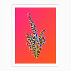 Neon White Broom Botanical in Hot Pink and Electric Blue Art Print