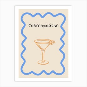 Cosmopolitan Doodle Poster Blue & Orange Art Print