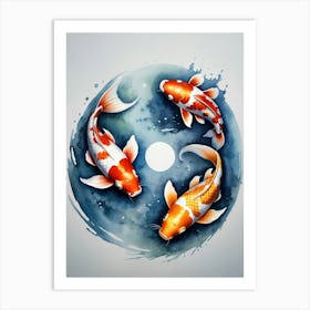 Koi Fish Yin Yang Painting (6) Art Print