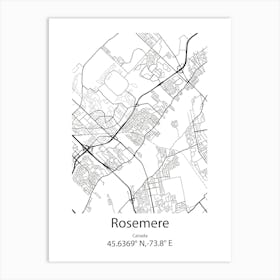 Rosemere,Canada Minimalist Map Art Print