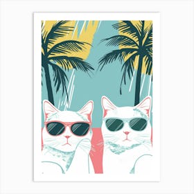 Two Cats On The Beach Art Print