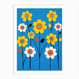 Daisies On Blue Art Print