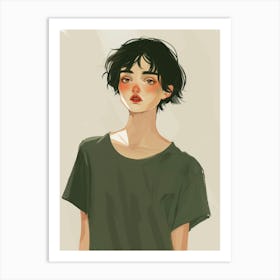 Cute Girl With Short Hair Art Print