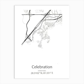 Celebration,United States Minimalist Map Art Print