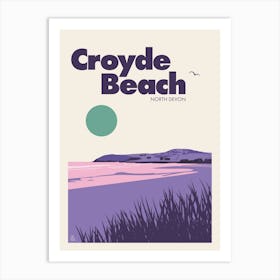 Croyde Beach, North Devon (Purple) Art Print