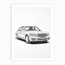 Mercedes Benz S Class Line Drawing 5 Art Print