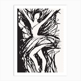 Ballerina Black and White Abstract Art Print