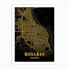 Rosario Gold City Map 1 Art Print