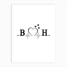 Personalized Couple Name Initial B And H Monogram Art Print