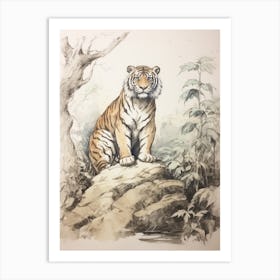 Storybook Animal Watercolour Siberian Tiger 1 Art Print