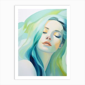 Girl With Blue Hair Art Print