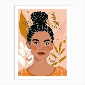 Black Girl With A Bun Art Print