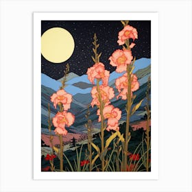 Gladiolus Mountain Landscape Art Print