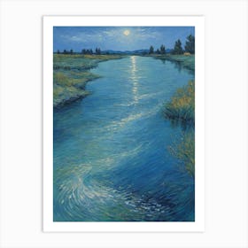 Moonlight Over The River Art Print