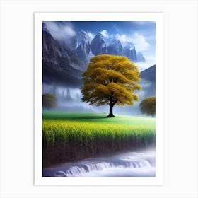 Tree In The Mist Art Print