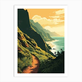 Kalalau Trail Hawaii 3 Hiking Trail Landscape Art Print