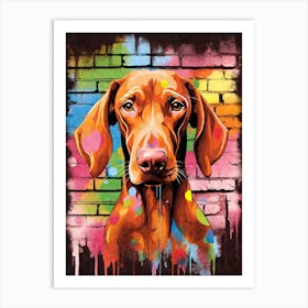Aesthetic Vizsla Dog Puppy Brick Wall Graffiti Artworkr Art Print
