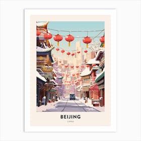 Vintage Winter Travel Poster Beijing China 1 Art Print