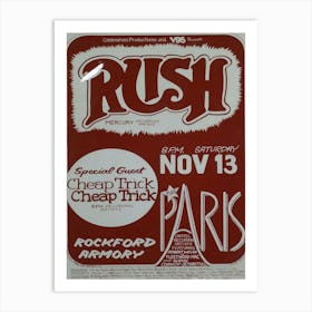 1976 Rush Cheap Trick Rockford Armory Poster Art Print