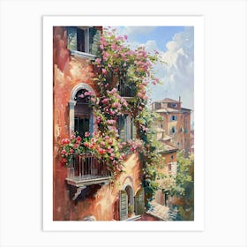 Balcony View Painting In Rome 3 Art Print