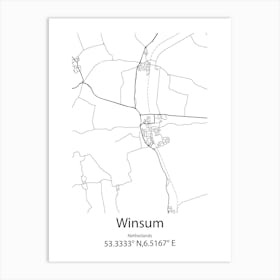 Winsum,Netherlands Minimalist Map Art Print