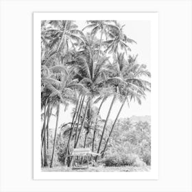 Black And White Photograph Of Palm Trees Art Print