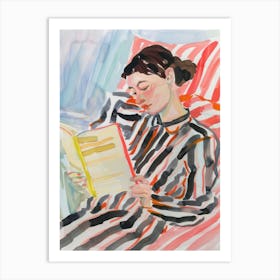 Woman Reading a Book. Watercolor Art Print