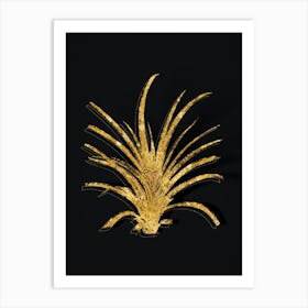 Vintage Pineapple Botanical in Gold on Black n.0103 Art Print