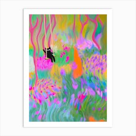 Swinging Cat Art Print